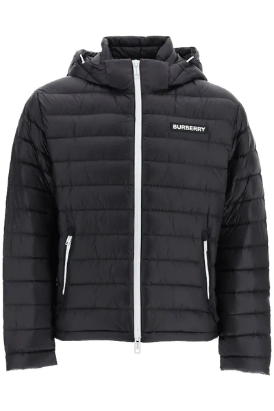 Shop Burberry Nylon Barnet Down Jacket In Black,white