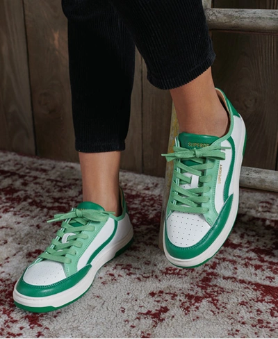 Superdry Women's Vegan Basket Lux Low Trainers Green / White/green - Size:  4 | ModeSens