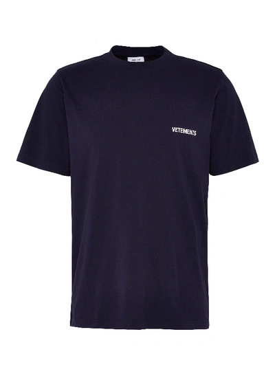 Shop Vetements Logo Print T-shirt In Blue