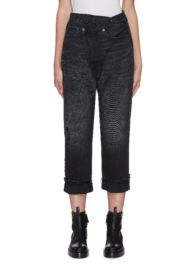 Shop R13 Cross Over Closure Distressed Jeans In Black