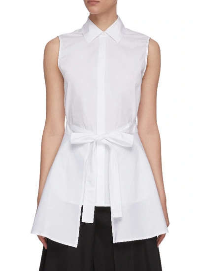 Shop Rosetta Getty Apron Wrap Sleeveless Shirt In White