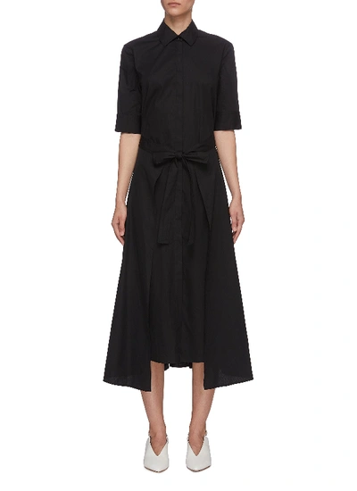 Shop Rosetta Getty Apron Wrap Sleeveless Shirt Dress In Black