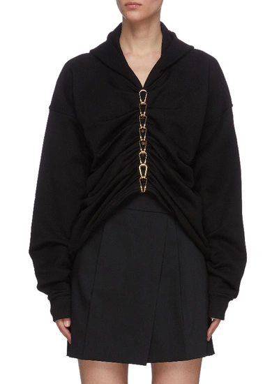 Shop Dion Lee Chain Gathered Front Hoodie In Black