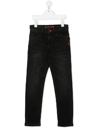 Shop Zadig & Voltaire Embroidered-logo Slim-fit Jeans In Black