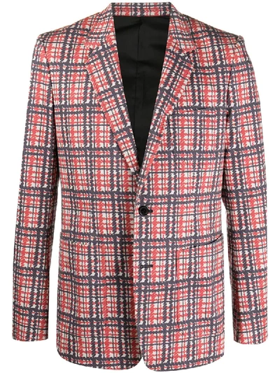 Shop Viktor & Rolf Plaid Check Print Fitted Blazer In Red