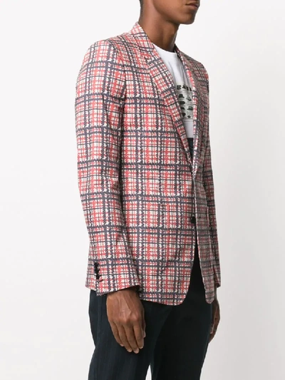 Shop Viktor & Rolf Plaid Check Print Fitted Blazer In Red