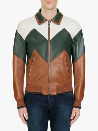 Shop Dolce & Gabbana Panelled Leather Jacket In Brown