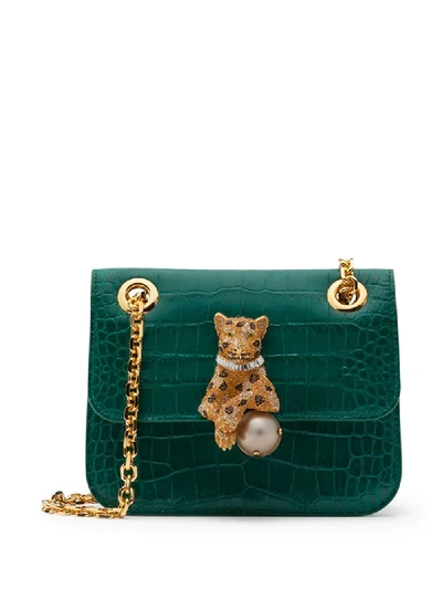 Shop Dolce & Gabbana Pearl Tiger Crossbody Bag In Green