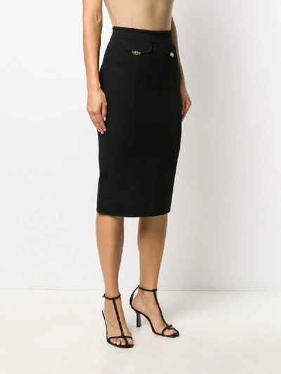 Shop Versace Jeans Couture Front Flap Pocket Pencil Skirt In Black