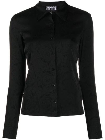 Shop Versace Jeans Couture Fitted Floral Print Shirt In Black