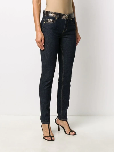 Shop Versace Jeans Couture Snakeskin Effect Skinny Jeans In Blue