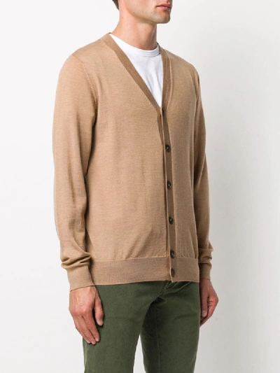 Shop Apc V-neck Knit Cardigan In Brown