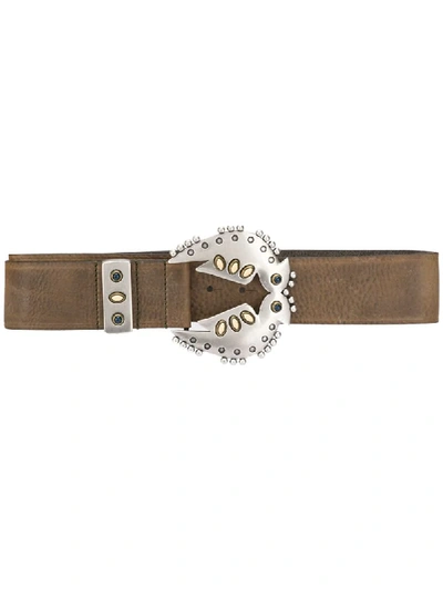 Shop Isabel Marant Abigail Embellished Leather Belt In Brown