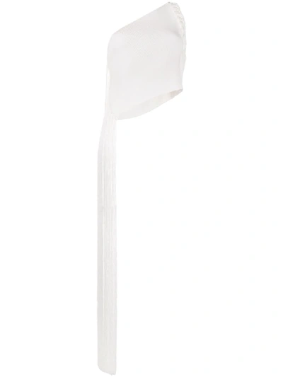 Shop Helmut Lang Tassel Drape Top In White