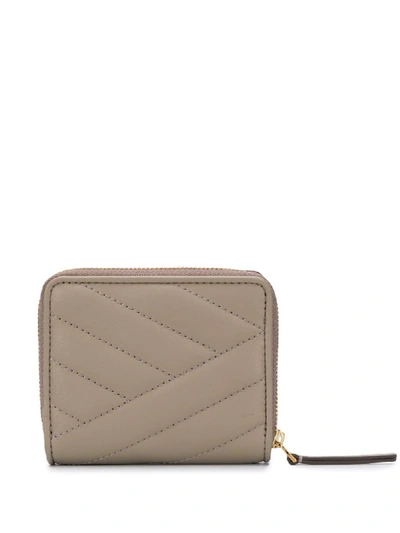 Shop Tory Burch Quilted Leather Wallet In Grey