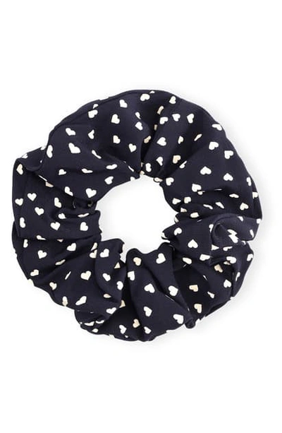 Shop Ganni Heart Scrunchie In Sky Captain