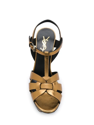 Shop Saint Laurent Tribute Sandals Gold