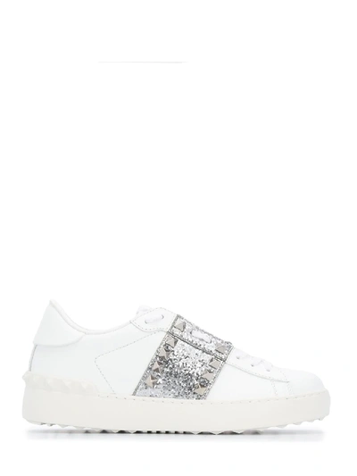 Shop Valentino Glitter Rockstud Untitled Sneaker In White