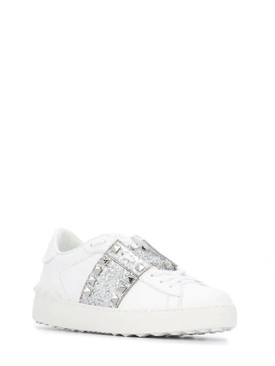 Shop Valentino Glitter Rockstud Untitled Sneaker In White