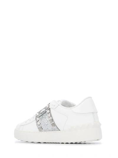 Shop Valentino Glitter Rockstud Untitled Sneaker In White