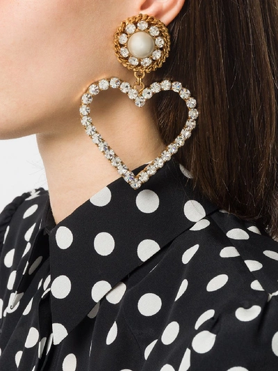 Shop Alessandra Rich Heart Earringd In Gold