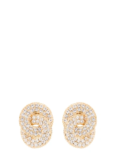 Shop Alessandra Rich Crystals Earrings In Gold