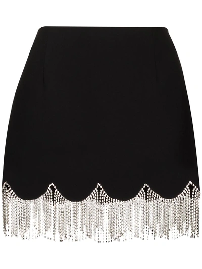 Shop Area Crystal-embellished Scalloped Mini Skirt In Black