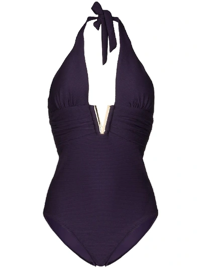 Shop Heidi Klein Marseille V-bar Swimsuit In Purple
