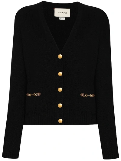 Shop Gucci Horsebit Detail Cardigan In Black