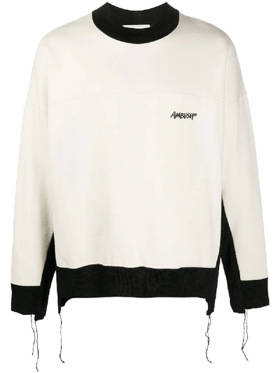 Shop Ambush Logo Print Two-tone Sweatshirt In Neutrals