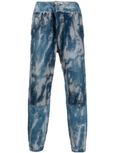 Shop Ambush Acid Wash Denim Track Pants In Blue