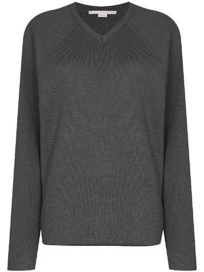 Shop Stella Mccartney V-neck Raglan Sleeve Jumper In Grey