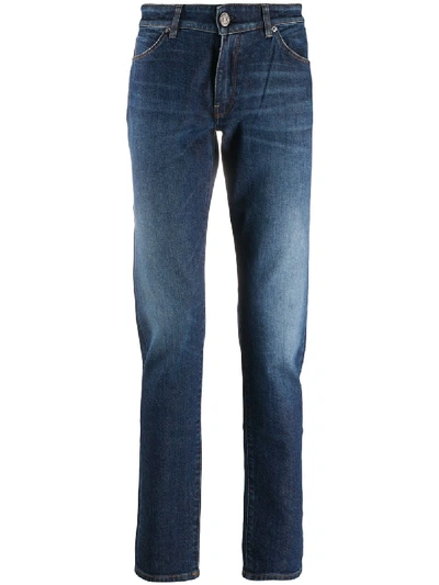 Shop Pt05 Stonewashed Straight-leg Jeans In Blue