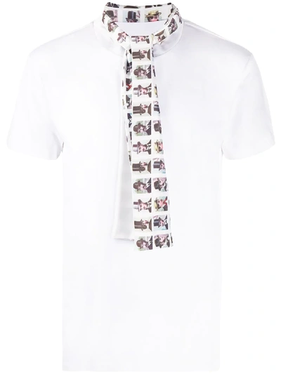 Shop Viktor & Rolf Printed Scarf Collar T-shirt In White