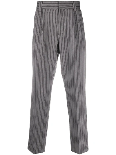 Shop Viktor & Rolf Stripe Tapered Trousers In Grey