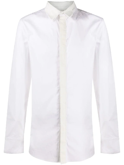 Shop Viktor & Rolf Raw-cut Collar Fitted Shirt In White