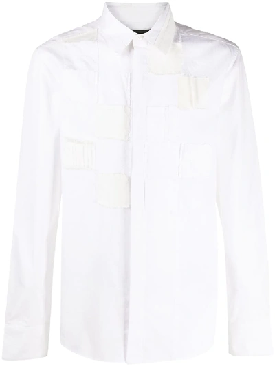Shop Viktor & Rolf Patchwork Long-sleeved Shirt In White