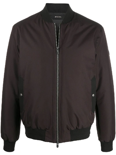 Shop Z Zegna Zipped Bomber Jacket In Black