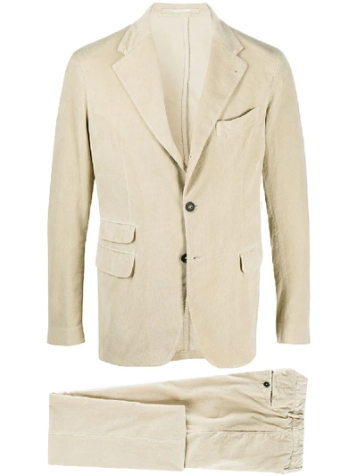 Shop Massimo Alba Single-breasted Corduroy Suit In Neutrals