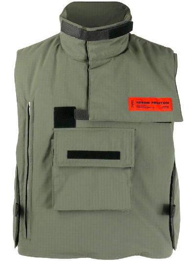 Shop Heron Preston Logo-patch Tactical Vest In Green