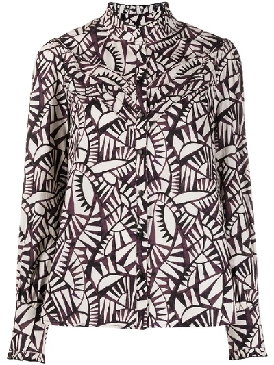Shop Ba&sh Over Geometric-print Shirt In Neutrals