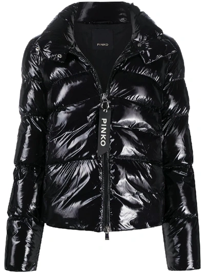 Shop Pinko Quilted Puffer Jacket In Black