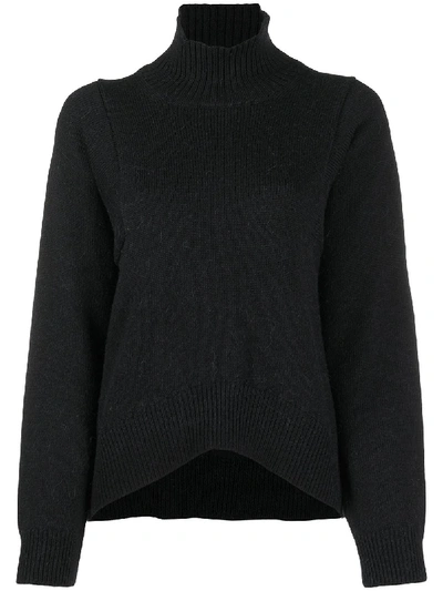 Shop Erika Cavallini High-neck Virgin Wool Blend Jumper In Black