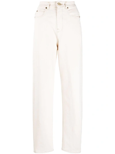 Shop Erika Cavallini High-waisted Straight Leg Jeans In White