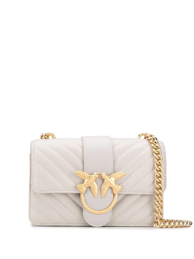 Shop Pinko Love Icon Mini Quilted Cross-body Bag In Neutrals