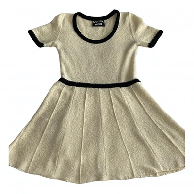 Pre-owned Moschino Wool Mini Dress In Ecru