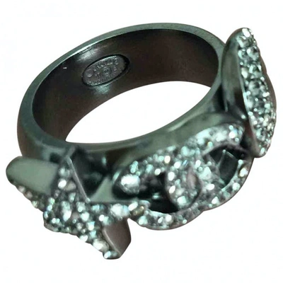 Pre-owned Chanel Cc Anthracite Metal Rings
