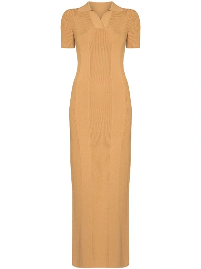 Shop Jacquemus Cut-out Polo-neck Maxi Dress In Yellow