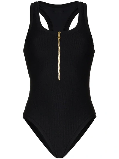 Shop Heidi Klein Core Zip-fastening Swimsuit In Black