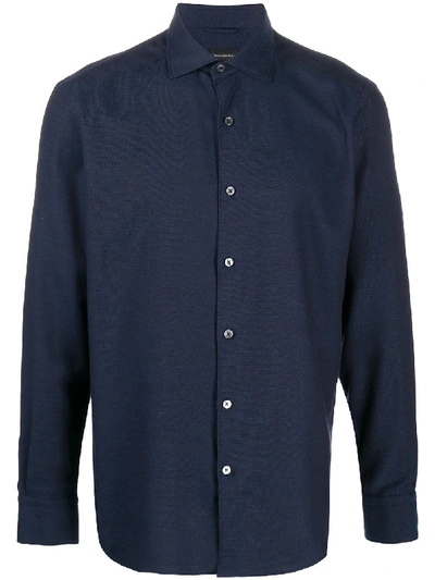 Shop Ermenegildo Zegna Cotton-cashmere Mix Shirt In Blue